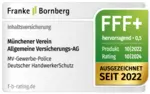 Rating Franke & Bornberg "hervorragend" für Gewerbeabsicherung "Deutscher HandwerkerSchutz - Inhaltsversicherung" - Münchener Verein